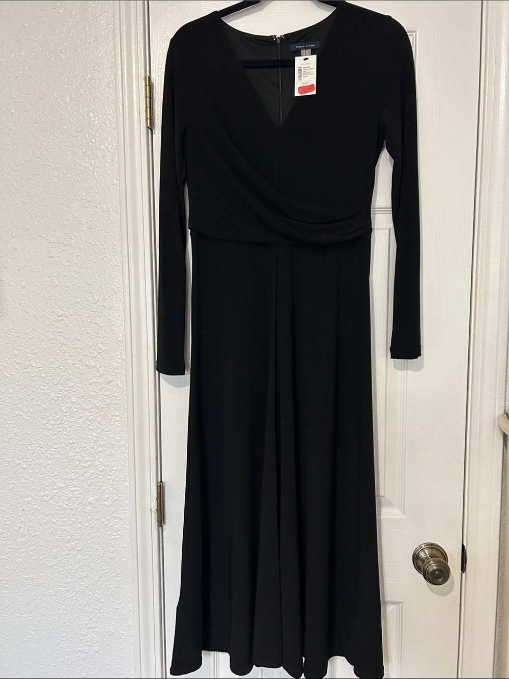 Tommy Hilfiger Black Long-Sleeve V-Neck Maxi Dress